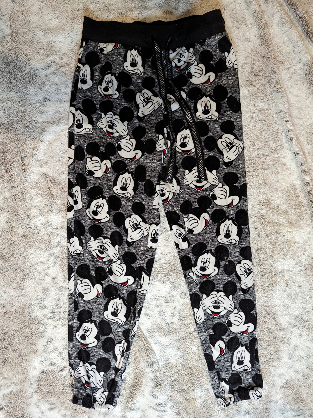 Disney Mickey Mouse Expressions Fleece Pajama Joggers Heather Grey Size Small